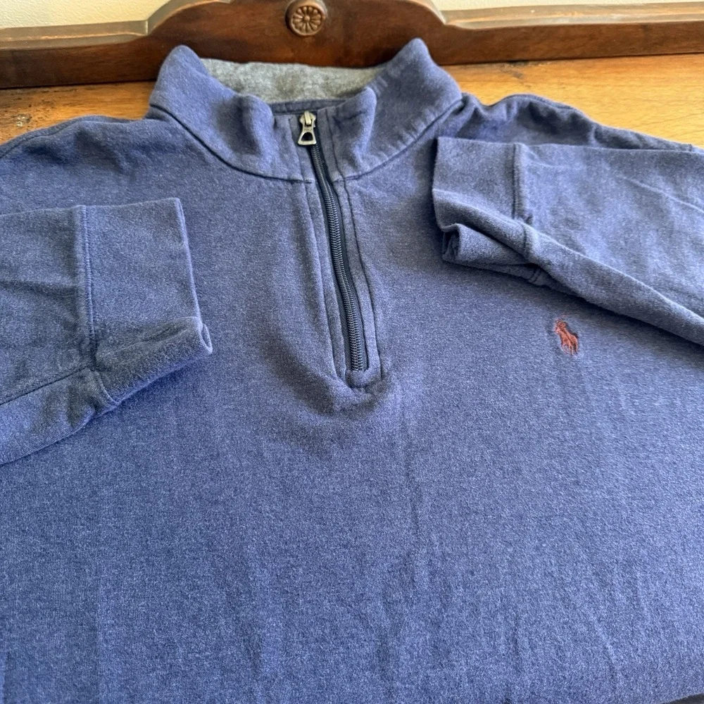 Polo Ralph Lauren Mens XXL Blue Heather 1/4 Zip Pullover Pony Logo Soft Sweater‎